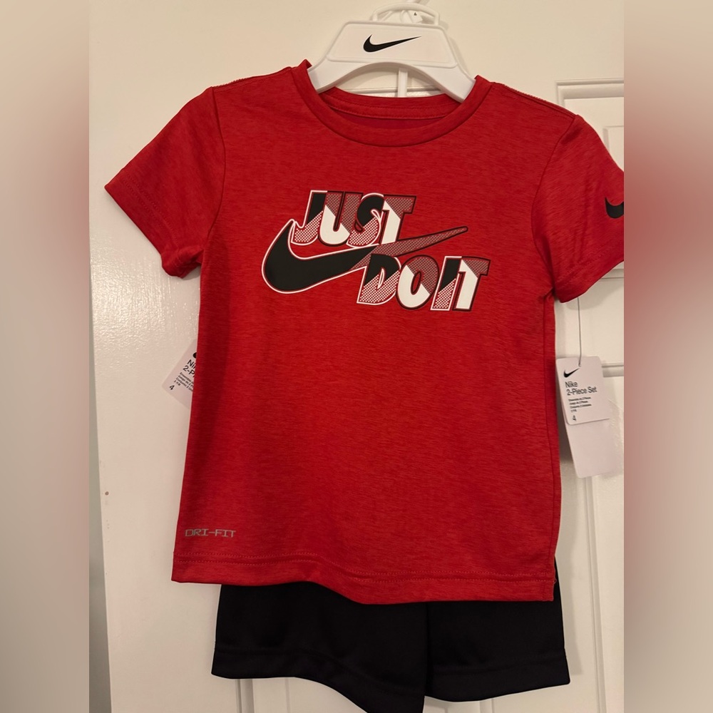 Nike Toddler Red Just Do It T-Shirt and Shorts Set